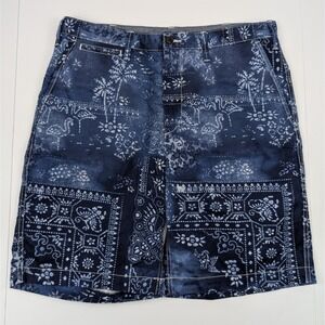 Polo Ralph Lauren Shorts Men's 35x10 Blue Paisley Bandana Floral Print Pattern‎